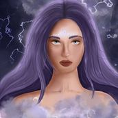 Lightning Lady - Mein Kursprojekt: Digitale Fantasieporträts mit Photoshop. Traditional illustration, Drawing, Digital Illustration, Portrait Drawing, Digital Drawing, and Digital Painting project by Barbara Jekl - 01.03.2022