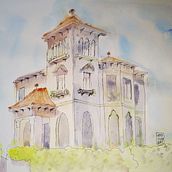Mi Proyecto del curso: Dibujo arquitectónico con acuarela y tinta "La casa de la esquina". Sketching, Drawing, Watercolor Painting, Architectural Illustration, Sketchbook & Ink Illustration project by Verónica Vicente Ramos - 01.04.2022