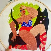 Wonder Woman. Traditional illustration, Textile Design, DIY, Digital Design, Embroider, and Concept Art project by Minerva freire - 06.29.2021
