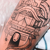 Viagem de Chihiro (Tattoo). Tattoo Design, and Traditional illustration project by Nathália Longobardi - 12.12.2021