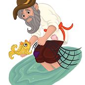 My project in Illustration and Character Design for Children’s Stories course. Illustration to the Russian tale "Fisher and the gold fish" . Ilustrație tradițională, Design de caractere, Ilustrație pentru copii și Narrativ de Alena Zykina - 01.06.2022