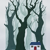 Illustration inspired by Little Red Riding Hood. Traditional illustration, Fine Arts, Painting, Pencil Drawing, Drawing, Children's Illustration, Narrative, and Gouache Painting project by Kate - 01.08.2022