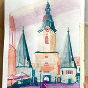 Mein Kursprojekt: Moderne Urban Sketching-Techniken in Mixed Media. Traditional illustration, Painting, Architectural Illustration & Ink Illustration project by Bina - 01.09.2022