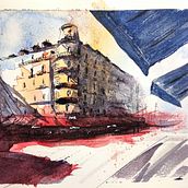 Mon projet du cours : Dessin architectural à l’aquarelle et à l’encre. Sketching, Drawing, Watercolor Painting, Architectural Illustration, Sketchbook & Ink Illustration project by redingfl - 01.09.2022