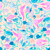Bonne nuit Crevette - @armel_saintloup. Un proyecto de Ilustración tradicional, Pattern Design, Dibujo, Ilustración digital e Ilustración botánica de Armel Saint Loup - 09.01.2022