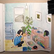 My project in Exploratory Sketchbook: Find Your Drawing Style course. Projekt z dziedziny Trad, c, jna ilustracja, Sketching, Kreat, wność,  R, sunek, Malowanie akwarelą, Sketchbook i Malowanie gwaszami użytkownika yanhuacheng244 - 01.01.2022