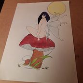 Fata  su fungo. Traditional illustration project by Elisa - 01.11.2022