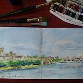 Mi Proyecto del curso: Cuaderno de viaje en acuarela. Traditional illustration, Watercolor Painting, Architectural Illustration, and Sketchbook project by Carlos Gutiérrez - 01.12.2022