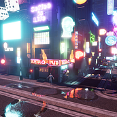 My project in Game Environment Design: Cyberpunk Scenes with Unreal Engine course. Un progetto di 3D, Animazione, Direzione artistica, Animazione 3D, Videogiochi, Progettazione di videogiochi e Sviluppo di videogiochi di Cassia Dominguez - 10.02.2022