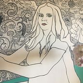 Acrylic and marker self portrait on canvas. Projekt z dziedziny Trad, c i jna ilustracja użytkownika Michelle Bortot - 15.01.2022