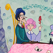 Voyage extraordinaire le lagon. Un proyecto de Ilustración tradicional, Diseño de personajes, Bellas Artes, Pintura, Creatividad, Dibujo a lápiz, Dibujo, Pintura a la acuarela, Dibujo artístico, Ilustración infantil e Ilustración editorial de Lucie - 01.01.2022