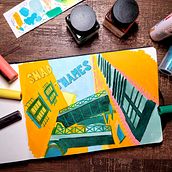 Mein Kursprojekt: Moderne Urban Sketching-Techniken in Mixed Media. Een project van Traditionele illustratie, Schilderij,  Architecturale illustratie y  Illustratie met inkt van Melanie Wermter - 16.01.2022