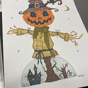 Épouvantail d’Halloween . Traditional illustration project by Aurelie Charpentier - 01.17.2022