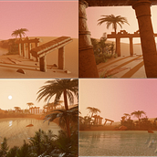Desert Oasis Environment - UE4. Een project van  3D-modellering, 3D y Lichtontwerp van juicyindaskull - 18.01.2022