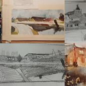 My project in Architectural Sketching with Watercolor and Ink course. Sketching, Drawing, Watercolor Painting, Architectural Illustration, Sketchbook & Ink Illustration project by Meta - 01.18.2022