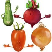 Legumes Amigos. Ilustração tradicional, Pintura digital, e Design de personagens projeto de Eugenio Medeiros - 18.01.2022