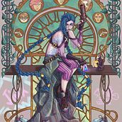 Project for Art Nouveau Style course, Jinx. Traditional illustration, Fine Arts, Digital Illustration, Portrait Drawing, Artistic Drawing, Digital Drawing, and Digital Painting project by Noemi - 01.20.2022