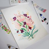 My project in Floral Arrangement Illustration in Watercolor course. Un progetto di Illustrazione tradizionale, Belle arti, Pittura, Pittura ad acquerello, Illustrazione botanica e Illustrazione naturalistica di Юлия Будько - 21.01.2022