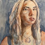 My project in Artistic Portrait with Watercolors course. Fine Arts, Painting, Watercolor Painting, and Portrait Drawing project by lindalid - 01.21.2022