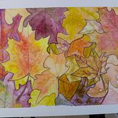 Pile of Autumn leaves. Een project van Traditionele illustratie, Schilderij,  Tekening, Aquarelschilderen,  Illustratie met inkt y Naturalistische illustratie van Auriel Roe - 21.01.2022