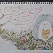 Mi Proyecto del curso: Ilustración en acuarela con influencia japonesa. Traditional illustration, Drawing, and Watercolor Painting project by Andreina - 01.23.2022