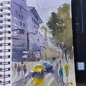 My project in Urban Landscapes in Watercolor course. Fine Arts, Watercolor Painting, and Architectural Illustration project by Weena Espardinez - 01.23.2022