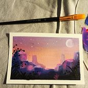 Mon projet du cours : Peinture de paysages enchantés à la gouache. Een project van Traditionele illustratie, Schilderij y Schilderen met gouache van a_del_illustration - 23.01.2022
