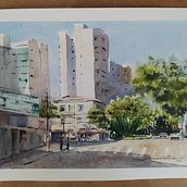 Meu projeto do curso: Criação de paisagem contemporânea em aquarela. Un projet de Beaux Arts , et Aquarelle de Marcelia Marino Schneider - 24.01.2022