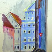 Urban Sketch (vom Foto) in Mixed Media und "Falschfarben". Un progetto di Illustrazione tradizionale di Claudia Hillebrand-Brem - 24.01.2022