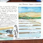 Cuaderno de viaje en acuarela: las Salinas de Guérande . Traditional illustration, Watercolor Painting, Architectural Illustration, and Sketchbook project by mar clavé maresca - 01.24.2022
