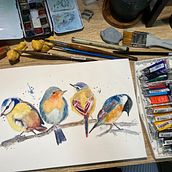 My project in Artistic Watercolor Techniques for Illustrating Birds course. Traditional illustration, Watercolor Painting, Realistic Drawing, and Naturalistic Illustration project by limjomc - 01.23.2022