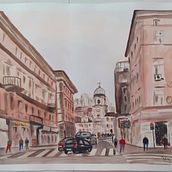 My project in Urban Landscapes in Watercolor course. Un proyecto de Bellas Artes, Pintura a la acuarela e Ilustración arquitectónica de Jasna Bogunović - 24.01.2022