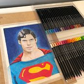 Christopher Reeve - Superman. Traditional illustration, Fine Arts, Pencil Drawing, Drawing, Portrait Drawing, Realistic Drawing, Artistic Drawing, and Colored Pencil Drawing project by Agustin Machetanz - 01.24.2022