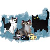 Cat family. Traditional illustration project by Sheila de Oliveira Assis - 01.26.2022