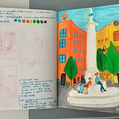 My project in Pictorial Sketchbook with Gouache course. Un progetto di Illustrazione tradizionale, Bozzetti, Disegno, Illustrazione architettonica, Sketchbook e Pittura gouache di Trena - 26.01.2022