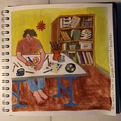 selfportrait while drawing. Traditional illustration project by regnsang - 01.25.2022