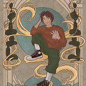 My project in Illustrated Portraits in Art Nouveau Style course. Een project van Traditionele illustratie,  Beeldende kunst, Digitale illustratie,  Portrettekening,  Artistieke tekening, Digitale tekening y  Digitaal schilderij van brito_isabele - 26.01.2022