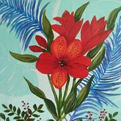 Mi Proyecto: "La Astromelia" Acrilico sobre lienzo.. Traditional illustration, Fine Arts, Painting, Acr, lic Painting, and Botanical Illustration project by Elizabeth Castro Gonzalez - 01.26.2022