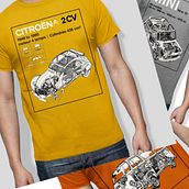 Diseño de camisetas con varios modelos de coches clásicos. Un progetto di Design, Illustrazione tradizionale, Pubblicità, Belle arti e Graphic design di Rubén Huéscar Santos - 08.05.2020