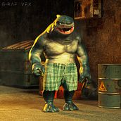 Fanart - King Shark (Animado). Un proyecto de 3D, Modelado 3D, Animación 3D, Diseño de personajes 3D y Diseño de personajes de G-RAF VFX - 15.08.2021