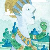 L'uomo e il serpente. Traditional illustration, Fine Arts, Painting, Watercolor Painting, Children's Illustration, and Gouache Painting project by irenuz - 01.28.2022