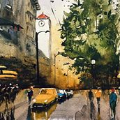 My project in Urban Landscapes in Watercolor course. Fine Arts, Watercolor Painting, and Architectural Illustration project by beautyoncanvas1 - 01.28.2022