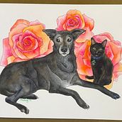 pet portrait in watercolor & ink. Watercolor Painting project by cherryl darling - 01.29.2022