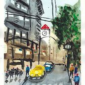 Mein Kursprojekt: Stadtlandschaften in Aquarell. Fine Arts, Watercolor Painting, and Architectural Illustration project by aohle - 01.29.2022