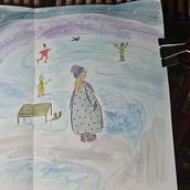 mother of four children at the skating rink. Traditional illustration project by Marina - 01.29.2022