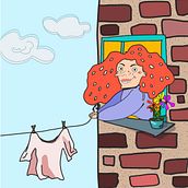 tía Fresa y lavado grande. Traditional illustration project by Anna Samsonova - 01.30.2022