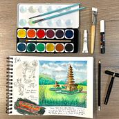Mi Proyecto del curso: Cuaderno de viaje en acuarela. Traditional illustration, Watercolor Painting, Architectural Illustration, and Sketchbook project by natsago - 01.30.2022