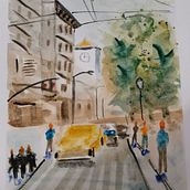 Mi Proyecto del curso: Paisajes urbanos en acuarela. Artes plásticas, Pintura em aquarela e Ilustração arquitetônica projeto de Alicia - 30.01.2022