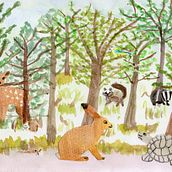 The Tortoise and the Hare. Traditional illustration, and Watercolor Painting project by crysella - 01.27.2022