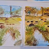 My project in Natural Landscapes in Watercolor course. Projekt z dziedziny  Sztuki piękne,  Malarstwo i Malowanie akwarelą użytkownika Natalia Santana Faria - 31.01.2022